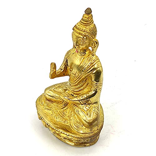 Image of Plus Value Brass Blessing Buddha Statue Idol Showpiece, Home Office Decor & Handicraft Products (Size 5.5 inches)