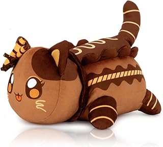 Cute Meow Meows Cat Plush,2023 New Meow Cake Cat Plush, Chocolate/Love Krispies/Cinnamon Rolls/Macarons Meemeows Cat Cartoon Pillow Stuffed Plush (Chocolate)
