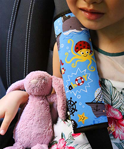Image of YR Seat Belt Cover for Kids, Soft Comfort Seat Belt Cushion for Children, Cute Cartoon Pattern Car Seat Belt Pads Cover for Girls and Boys, 1 Pack, Pirate