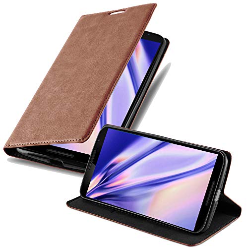 Cadorabo Funda Libro para Lenovo Google Nexus 6 / 6X en MARRÓN Capuchino   Cubierta Proteccíon con Cierre Magnético, Tarjetero y Función de Suporte   Etui Case Cover Carcasa