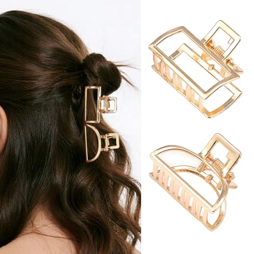 Nevoluxer Haarklammer Metall Goldfarben 2 Stück Haarklammer Gold im Französischen Design Eleganter Haarschmuck für Damen & Mädchen Stylische Metall Haarklammern