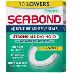 1 of SEA BOND Denture Adhesive Seals, Fresh Mint, Lowers 30 Count (1 Pack) | Zinc-free fresh mint denture adhesive seals for all-day hold without mess. Soft cushiony seal provides comfort & confidence.