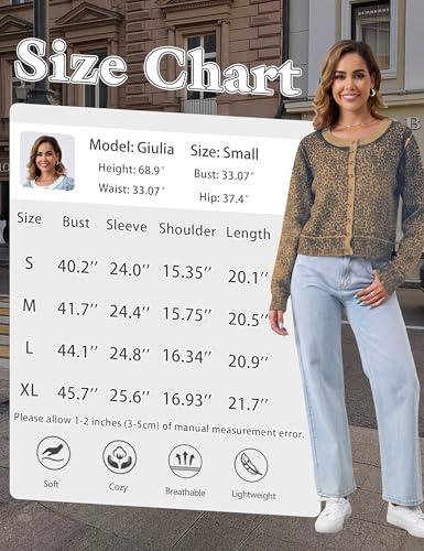 Image of Ziesexy 2026 Leopard Cardigan Womens Button Up Sweaters Long Sleeve Cheetah Print Cropped Cardigan Jackets