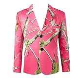 MSBUTIKS Boys Formal Suit Jackets Rose Red Printed Boys Blazer for Wedding Outfit Fashion Outwear Coats 2-13Y