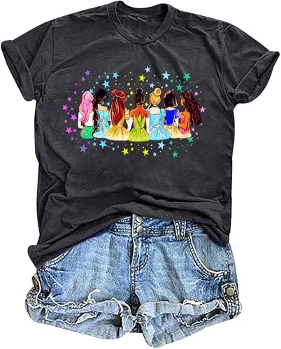 Magical Shirt for Women Princess Shirt Dress Graphic Tee Funny Family Vacation Tshirt Holiday Tops
