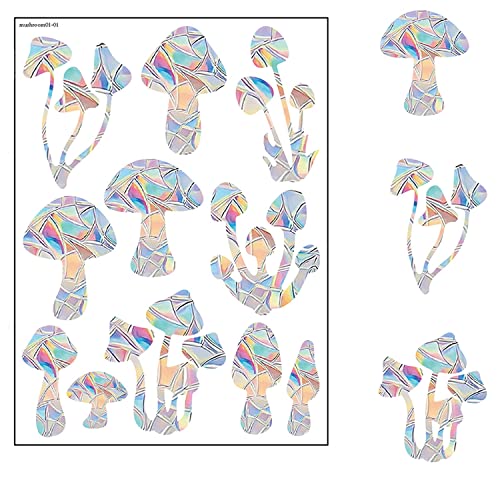 Payutou 4 Sheet 44Pcs Mushroom Window Decals for Bird Strikes,Anti-Collision Window Clings Glass Alert Prism Decals Prevent Birds Strikes Decorate Your Glass Doors