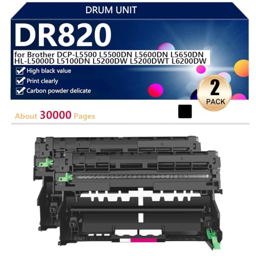DR820 Unité de Tambour Compatible Brother HL-L5100DN DCP-L5500DN Consommable Laser Noir Pack de 2