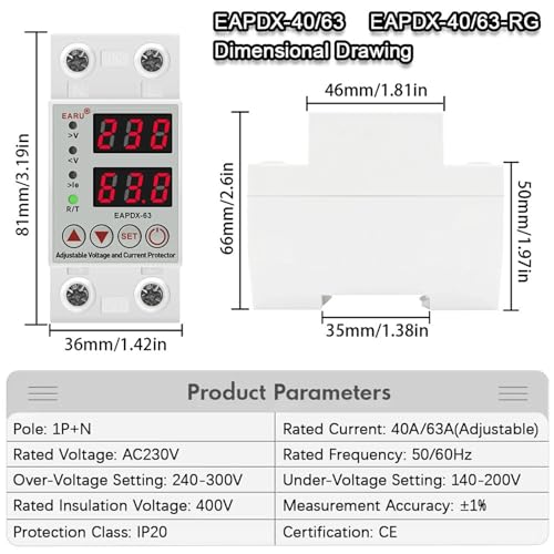 Relais de protection numérique réglable 40A haute précision CA 230V - 2