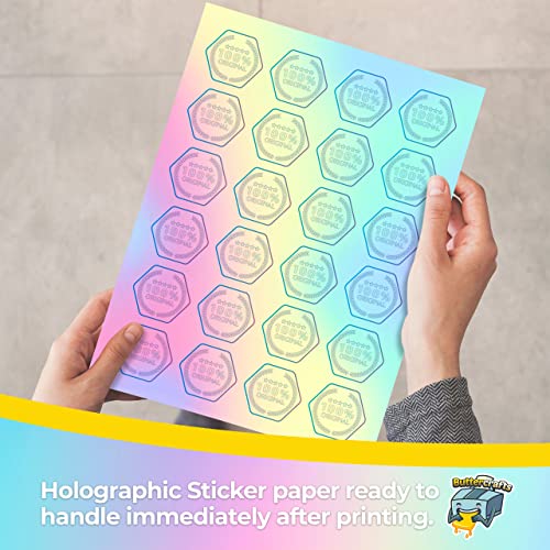 Image of Holographic Printable Vinyl Sticker Paper Waterproof 50 Sheets 8.5 inchx11 inch, Inkjet Printer (HP, Canon, Brother Printers Compatible) - Weatherproof Holographic Sticker Sheets - Strong Adhesive