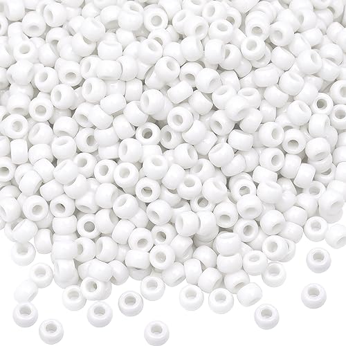 GMMA 1000 Pcs White Pony Beads for Jewelry Making - Christmas & Friendship Bracelets DIY Bracelet & Necklace - 6x9mm