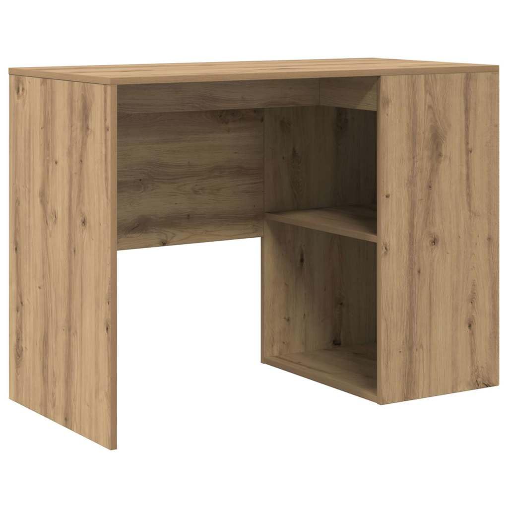 Générique Scrivania rettangolare 102 x 50 x 75 cm in legno di ingegneria, design moderno con ripiani, superficie strutturata per ufficio a casa, archiviazione libri e cancelleria, facile da pulire