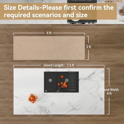 YDKGL 2x6 ft Boho Kitchen Runner Rugs Mat Non Slip Woven Runners for Hallways Washable, Soft Long Entryway Laundry Hall Floor Runner Carpet for Indoor Backdoor Bedroom Kitchen Living Room, Brown