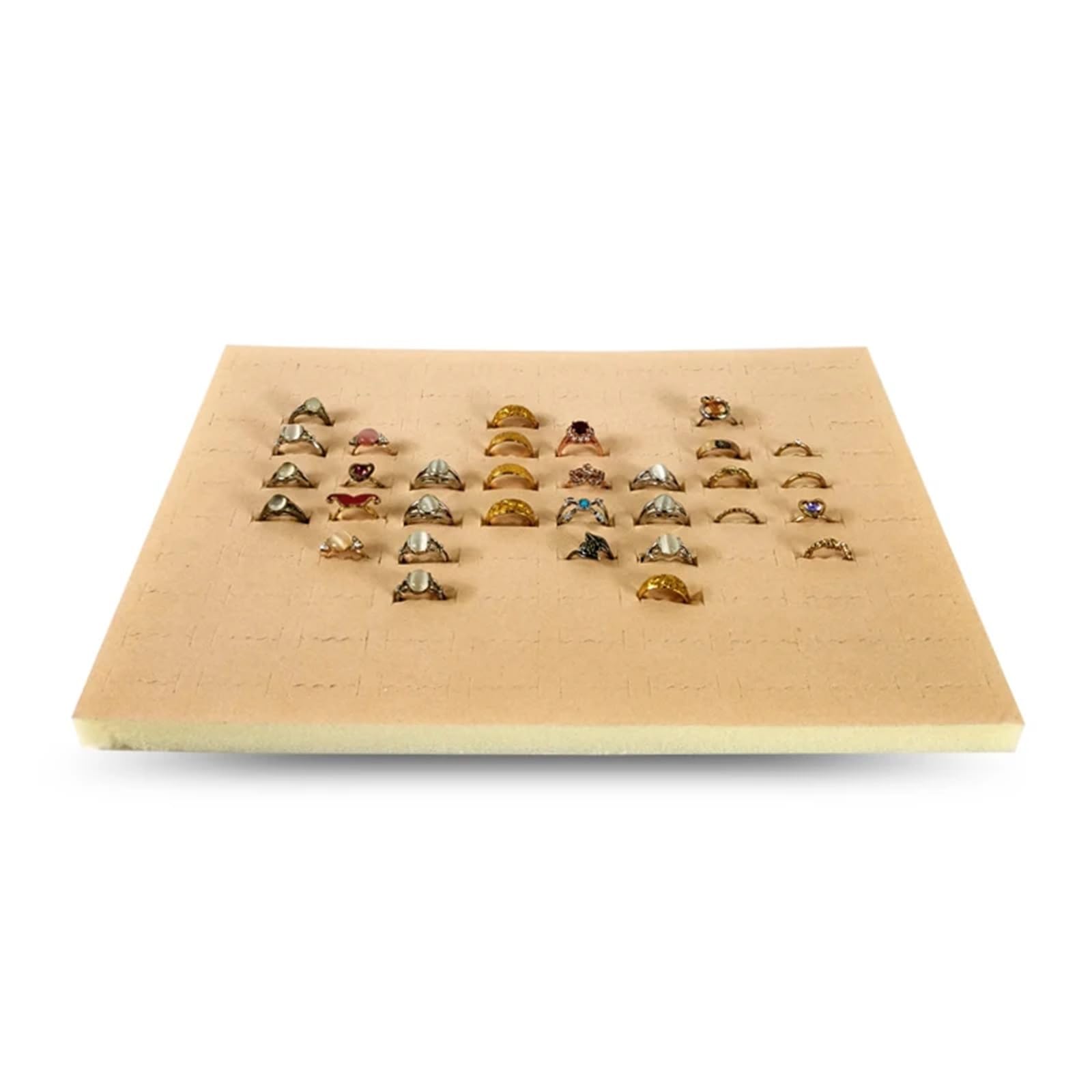 LSNNMU 5pcs Hundred Positon Ring Display Mat Storage Props Jewelry Tray Inner Liner Box Insert Pad DIY Sponge 33.5 * 22.5 * 1cm For Jewelry(Beige Velvet)