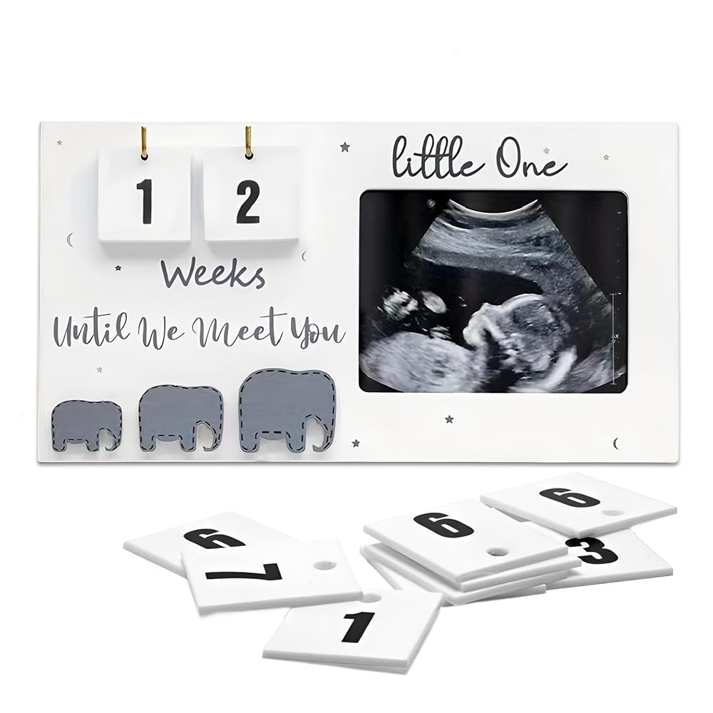 XEERUN Baby Scan Photo Frames, 9.5'' x 5'' Baby Sonogram Picture Frame Countdown Weeks, Baby Ultrasound Picture Frame