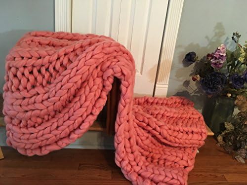 Giant Knitting, Chunky Merino Blanket, Merino Hand Spun, Hand Knit, Super Soft