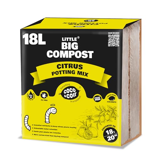 Coco & Coir Citrus Compost (18L) | Peat-free Coco Coir Citrus Plant Feed With Iron | Potting Compost Mix To Enhance Fruiting And Greener Leaves In All Citrus Plants.