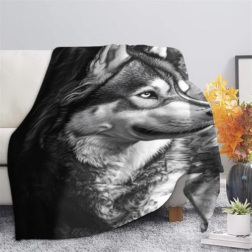 Couverture Husky sibérien en flanelle 150x200cm plaid 3D