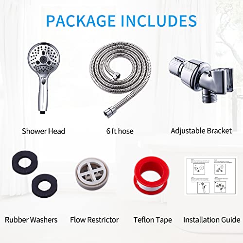 Vxv Bathroom Handheld Shower Head With On Off Switch, 6 Spray Setting Removable Hand Held Showerheads With 6 Ft Stainless Steel Hose And Adjustable Angle Bracket thumb #3