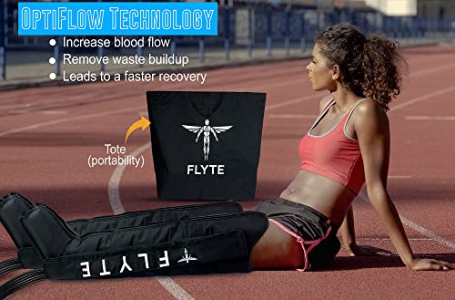 Exerscribe Flyte Air Compression Boots - Portable Full Leg Recovery System Massager For Circulation & Muscle Recovery - 4 Modes, 30-240Mmhg (M) #TOP4