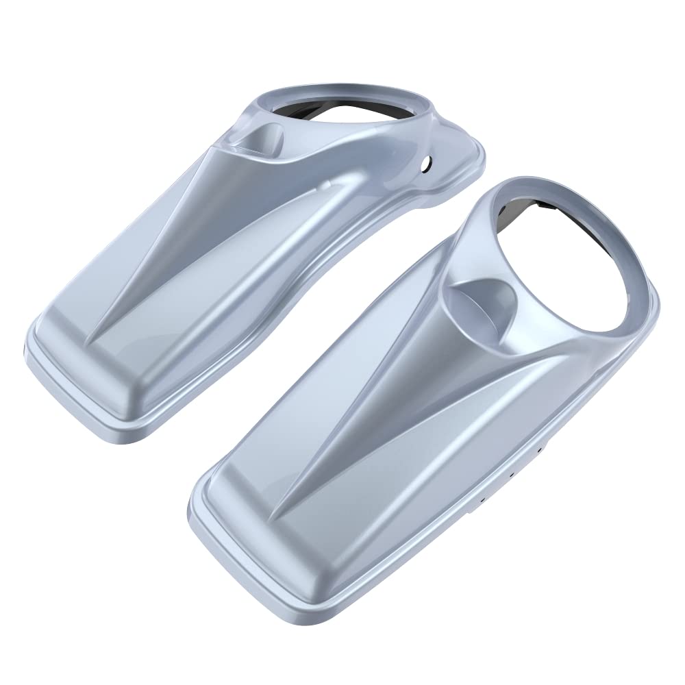 Moto Onfire Atlas Silver Metallic 8'' Saddlebag Speaker Lids Fit for Harley Touring Road Glide 2014-2023