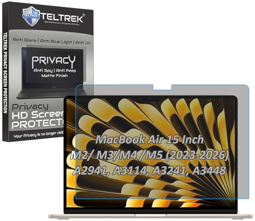 Image of Privacy Anti SPY Screenguard Compatible With Laptops With MacBook Air 15 inch M2 / M3 /M4 /M5 (2023-2026) A2941, A3114, A3241, A3448 Anti Peep Matte Screen Protector Not a Tempered Glass,