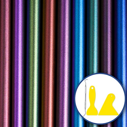 NiArt Heat Transfer Vinyl Iron-On 12PCS 9.8\"X12\" PU HTV Sheets 9 Chameleon Gradient Change Colors DIY Tool Set Fabric Textile T-Shirt Heat Press Art Craft Holiday Home Decoration Mask Garment Clothing