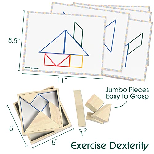 Image of Keeping Busy Tangram Dementia Activities for Seniors | Alzheimer Products for Elderly Patients | Fun Memory Game Toy & Cognitive Brain Puzzle for Senior Citizens w /Memory Loss or Alzheimers