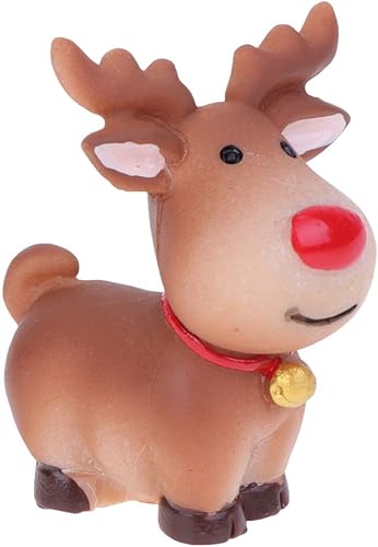 Miniatura 2 de Happyyami 5 figuras de reno de Navidad de alce en miniatura, decoraciones de alce de resina, adornos de escritorio para celebración de Navidad