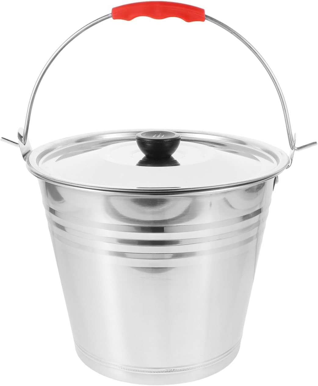 MERRYHAPY Metal Bucket with Lid - Stainless Steel Bucket Milk Pail Container with Handle Flower Pot for Many Home Tasks Carry Water or Milk for Outdoor Household