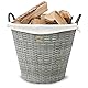 HABAU Feuerholzkorb mit waschbarem Stoffeinsatz, Holzkorb aus extrem robustem Polyethylen mit Metallrahmen - Korb mit 42 cm Durchmesser (Grau, Klein)