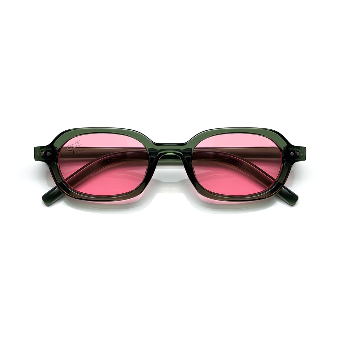 ARIN by Shikhar Dhawan | Unisex Oval Sunglasses | Translucent Green Frame | UV400 Protection | Light Pink Lens | Small Fit | Contemporary Geometric Design-image-12