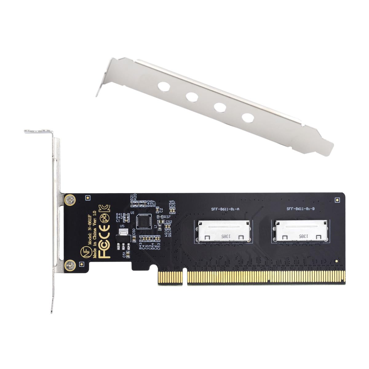 PCI-Express 4.0 PCIE 16x Detachable to Dual Oculink SFF-8612 SFF-8611 8X VROC Adapter for Mainboard SSD Graphics Card