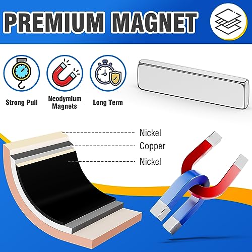 Image of 50pcs Strong Neodymium Magnets, 20x5x2mm Rare Earth Magnetic Bars | Heavy Duty Rectangular Magnetic Bars, Super Strong Bar Magnets for Crafts, Kitchen, DIY Tool Storage, Science, Office