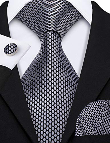 Image of Barry.Wang Men Suspender Set with Necktie Elastic Y Type Heavy Duty 6 Clips Braces Tie Handkerchief Cufflink Pin 6PCS