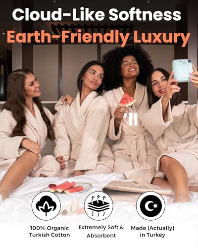 100% Organic Turkish Cotton Bathrobe - Terry Cloth Spa Towel Robe Lightweight Absorbent Shower Robe2