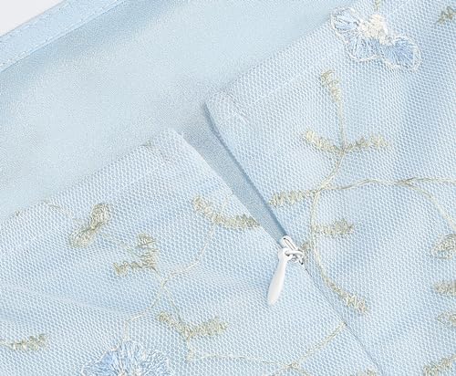 Image of Women's Tie Strap Tulle Prom Dresses Sweetheart Flower Embroidery Dress Short Formal Party Mini Homecoming Dresses
