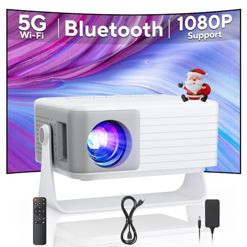 Mini Projector with WiFi and Bluetooth, AKIYO 2025 Upgraded Projector 1080P Support, 360° Rotating, Auto Keystone, Portable Projector for Home Theater/Outdoor, Compatible with iOS/Android/Laptop/PS5