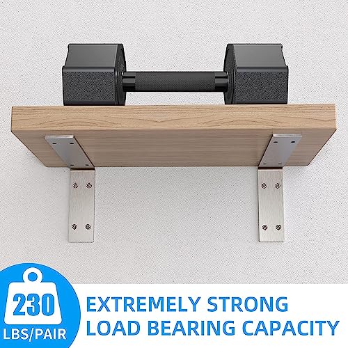 Yumore Stainless Steel L Bracket, 10X6X2 In Shelf Brackets Heavy Duty, 1/5In Extra Thick Solid Countertop Bar Top Support Brackets Wall Mounted, 2 Pack #TOP3