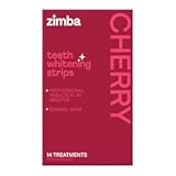 New Zimba Cherry Flavored Teeth Whitening Strips | Vegan, Enamel Safe Hydrogen Peroxide Teeth Whitener for Coffee, Wine, Tobacco, and Other Stains | 14 Day Treatment | Cherry