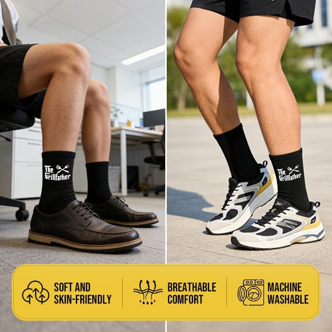 Funny Dog Father Dad Socks, Crew Socks for Men, Fathers Days Gifts Birthday Gifts for Men