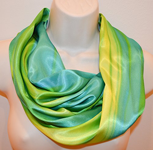 Lime green satin infinity scarf, infinity loop, women loop, women scarf, spring/summer/fall scarf, women infinity scarf