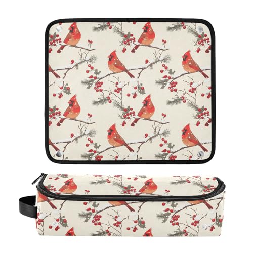 Bolsa de viaje con diseño Marble Rosehip Berries para herramientas de cabello, resistente al calor, con mat de protección para planchas, rizadores y accesorios de cuidado capilar miniatura 3
