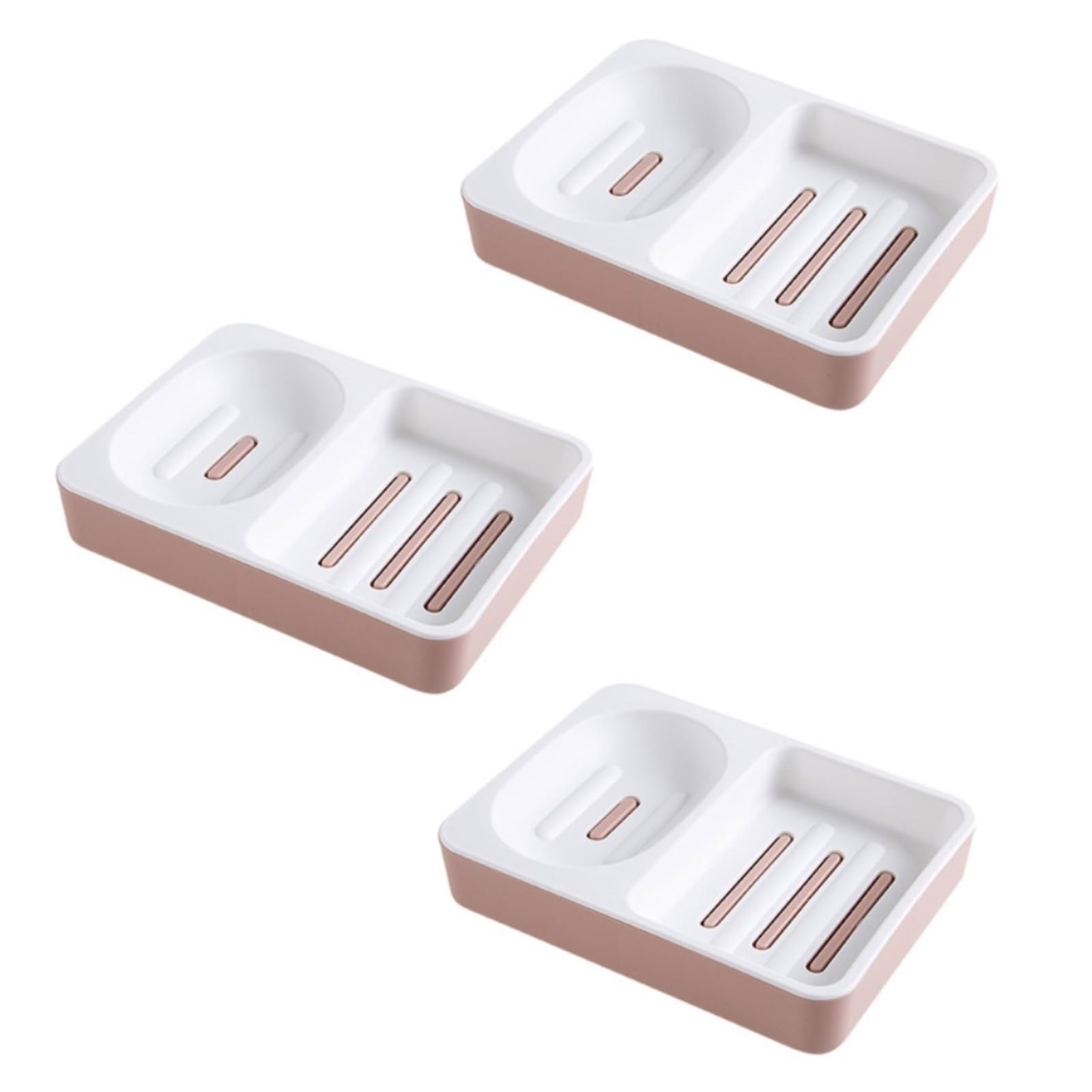 soap dish， Soap Dish Double Layer Draining Multicolor 3 Pcs(Roze)