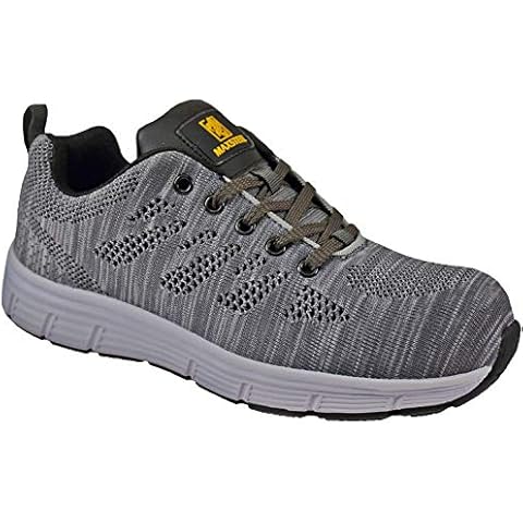 New Mens Ultra Lightweight Steel Toe Cap Safety Work Trainers Shoes Ladies Boots (10 UK) Grey Cover