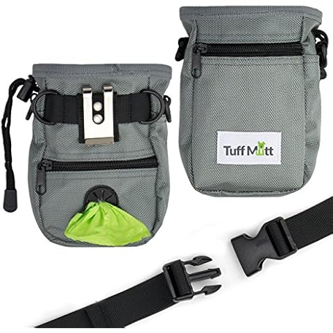 Dog Treat Pouch for Training with Poop Bag Dispenser, Includes 1 Roll of Pet Waste Bags, Metal Clip, Adjustable Waist Belt Makes it Easy to Carry Treats, Kibble and Accessories Cover