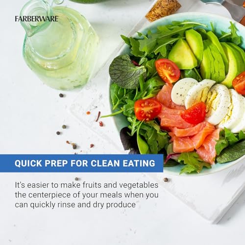 Essoreuse à salade avec couvercle de déshydratation, appuyez et tournez pour un séchage efficace des légumes verts, herbes, baies et fruits