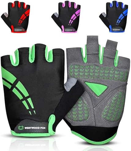 Westwood Fox Fahrradhandschuhe für Herren und Damen Halbfinger-Gel-gepolsterte rutschfeste Mountainbike-Handschuhe atmungsaktive Stoßdämpfung griffige Handfläche