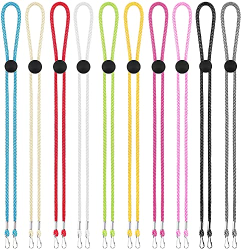LOKFAR 10 Pcs Mask Lanyards, Adjustable Length Extender Lanyard Strap with Clip, Mask Hanger Chain for Kids Women Men, Comfortable and Rest Around The Neck, Easy On & Off (10 Color)