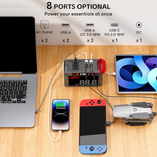 POWSTREAM 24000mAh Solar Generator with AC Outlet 120W Peak, 88.8Wh Portable Power Station with Panels 21W Included and Camping Lantern 248LM, Solar Powered Power Bank for Outdoor Camping Home Backup - Image 3