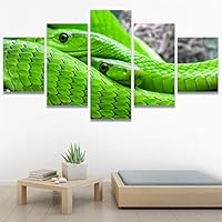 SIGNWIN 5 Panel Canvas Wall Art Modern Art Chic Expressive Frog Multicolor Photography Reptiles Snakes for Home Decorations Ready to Hang - 60